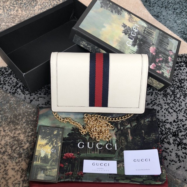 Gucci經典款女包 557698 古馳最新款ophidia系列 GG圖案和Web條紋融合 Gucci迷你鏈條小包  gqy3556